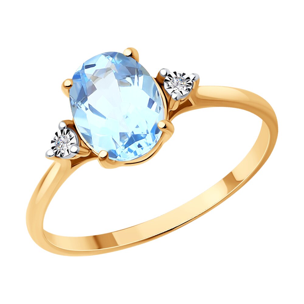 

Кольцо из золота р. , SOKOLOV Diamonds 71-00080, бриллиант\топаз, 71-00080
