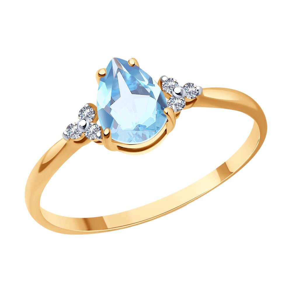 

Кольцо из красного золота с бриллиантом/топазом р. , SOKOLOV Diamonds 71-00018, 71-00018