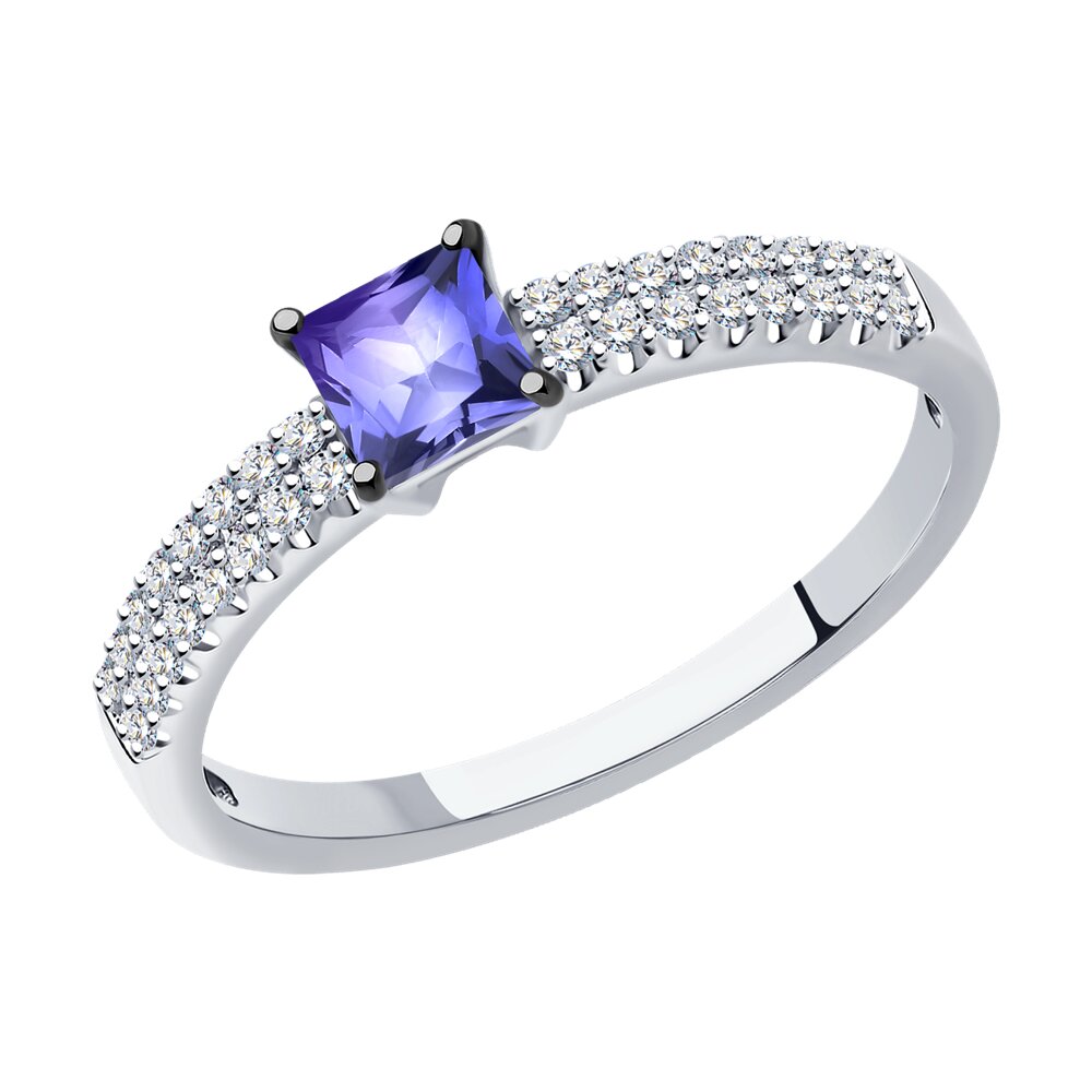 

Кольцо из белого золота с бриллиантом/танзанитом р. 16 SOKOLOV Diamonds 6014317-3, 6014317-3
