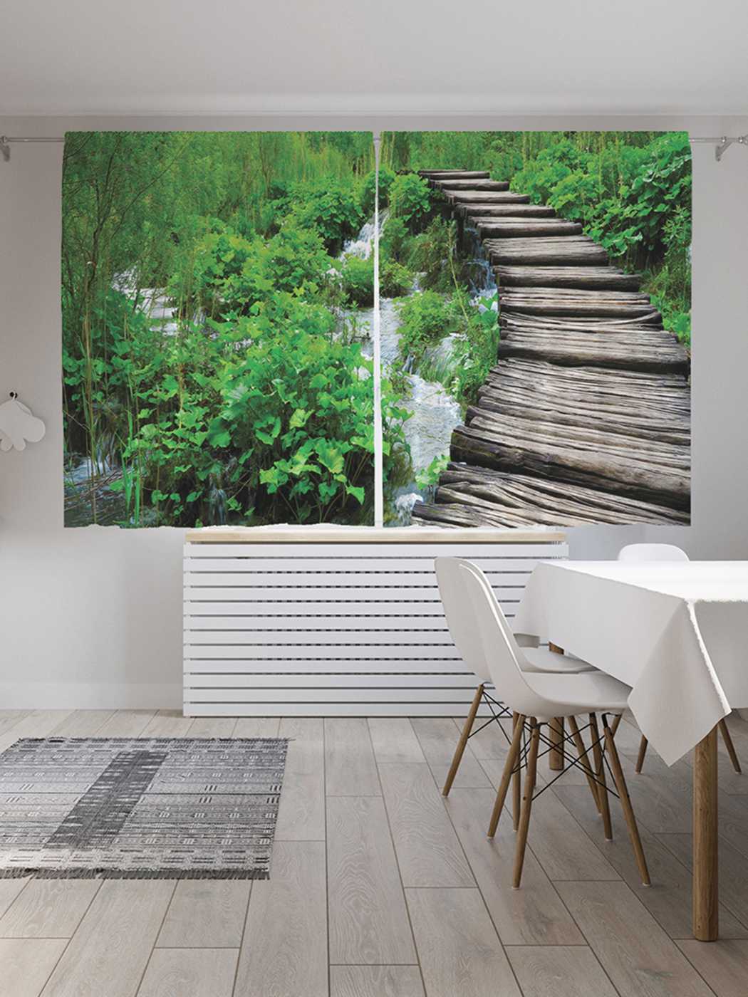фото Классические шторы joyarty "лестничный мост", серия oxford delux, 2 полотна 145x180 см