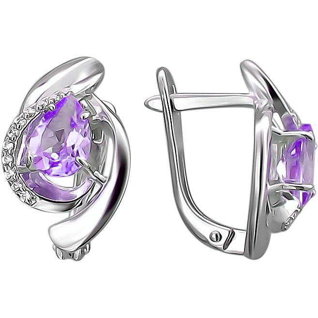 

Серьги женские из серебра Эстет Н12С356472, фианит/аметист, Н12С356472
