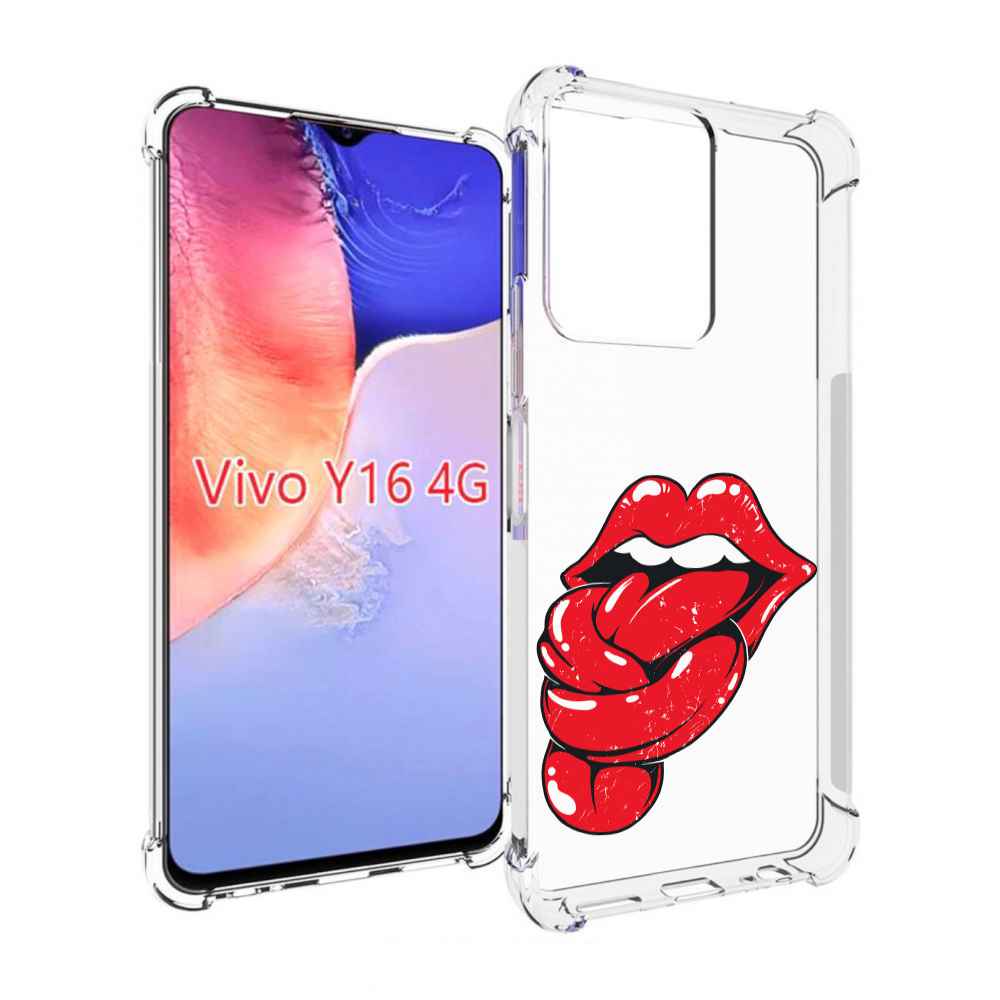 

Чехол MyPads яркие губы с языком для Vivo Y16 4G/ Vivo Y02S, Прозрачный, Tocco