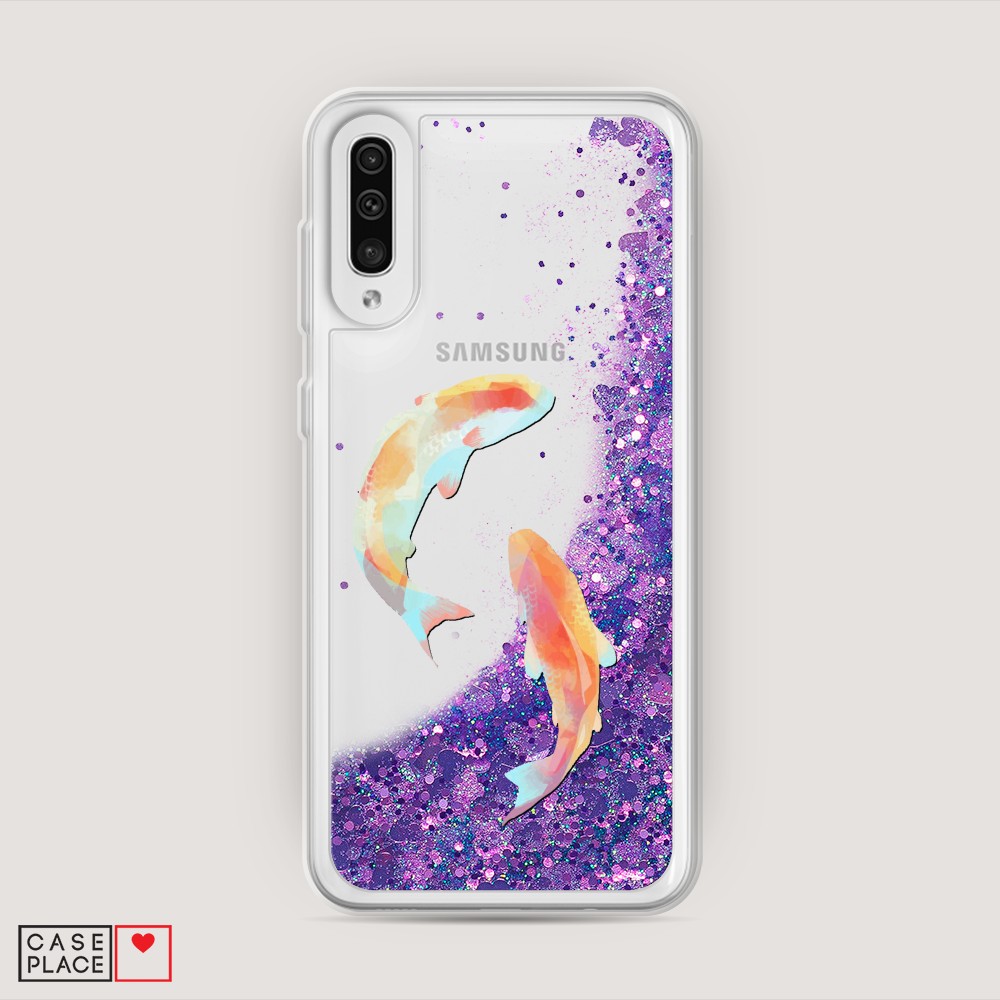 фото Жидкий чехол с блестками "акварельные карпы" на samsung galaxy a50 awog