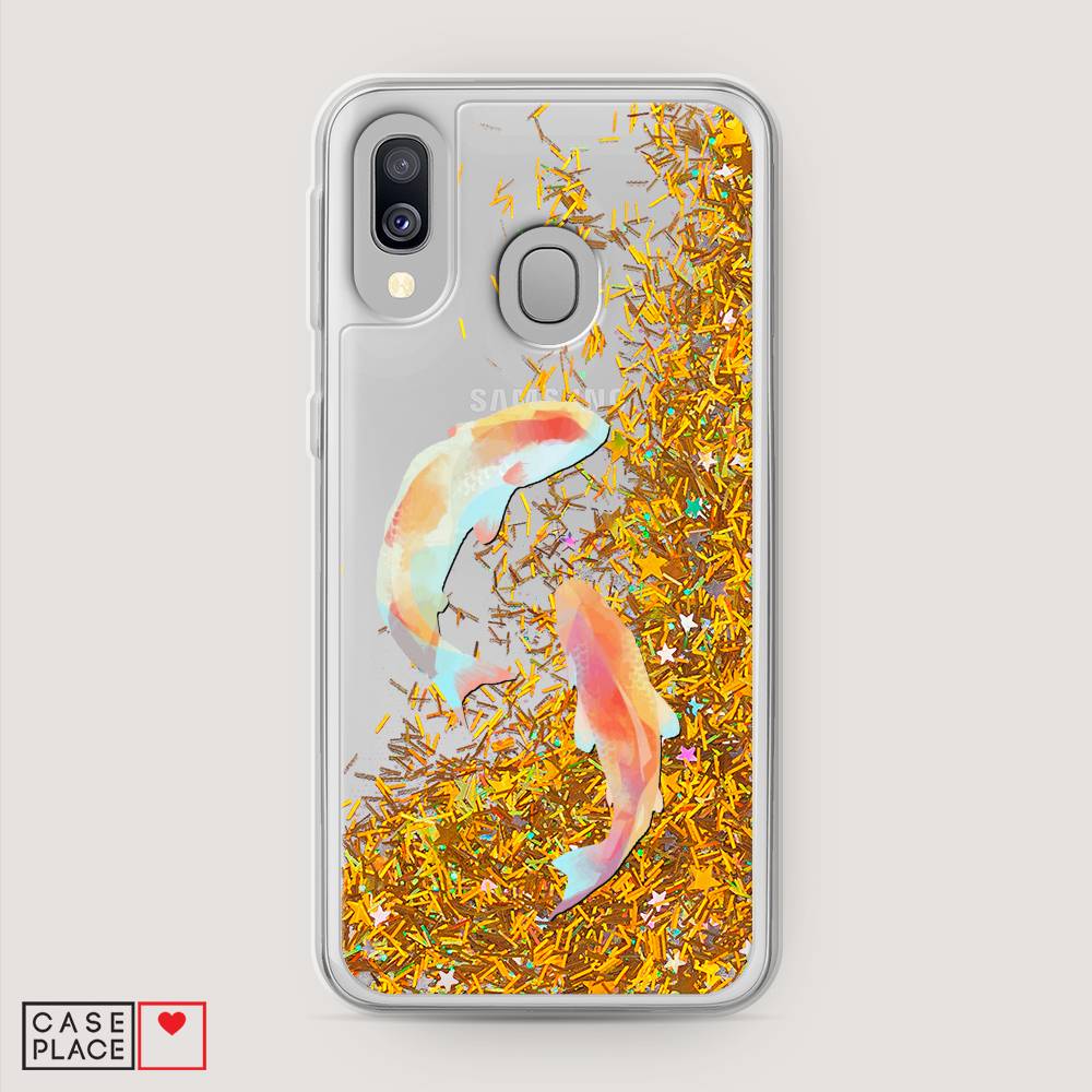 фото Жидкий чехол с блестками "акварельные карпы" на samsung galaxy a40 awog