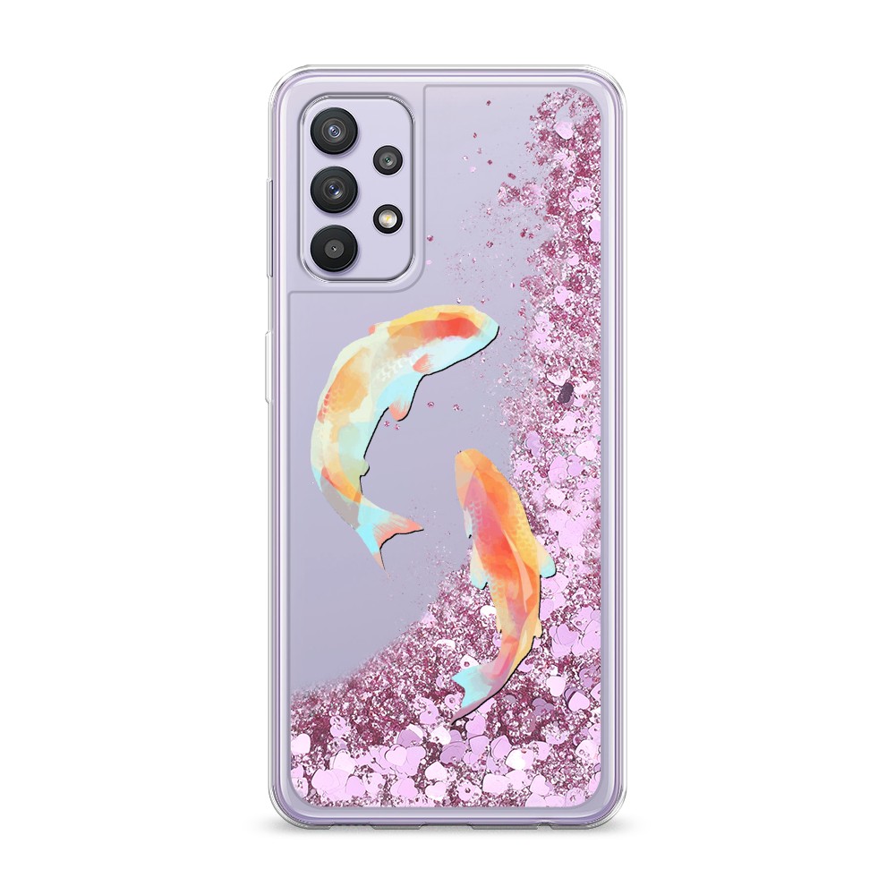 

Жидкий чехол с блестками "Акварельные карпы" на Samsung Galaxy A32