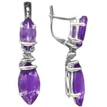 

Серьги женские из серебра Эстет Л7С350203, аметист, Л7С350203