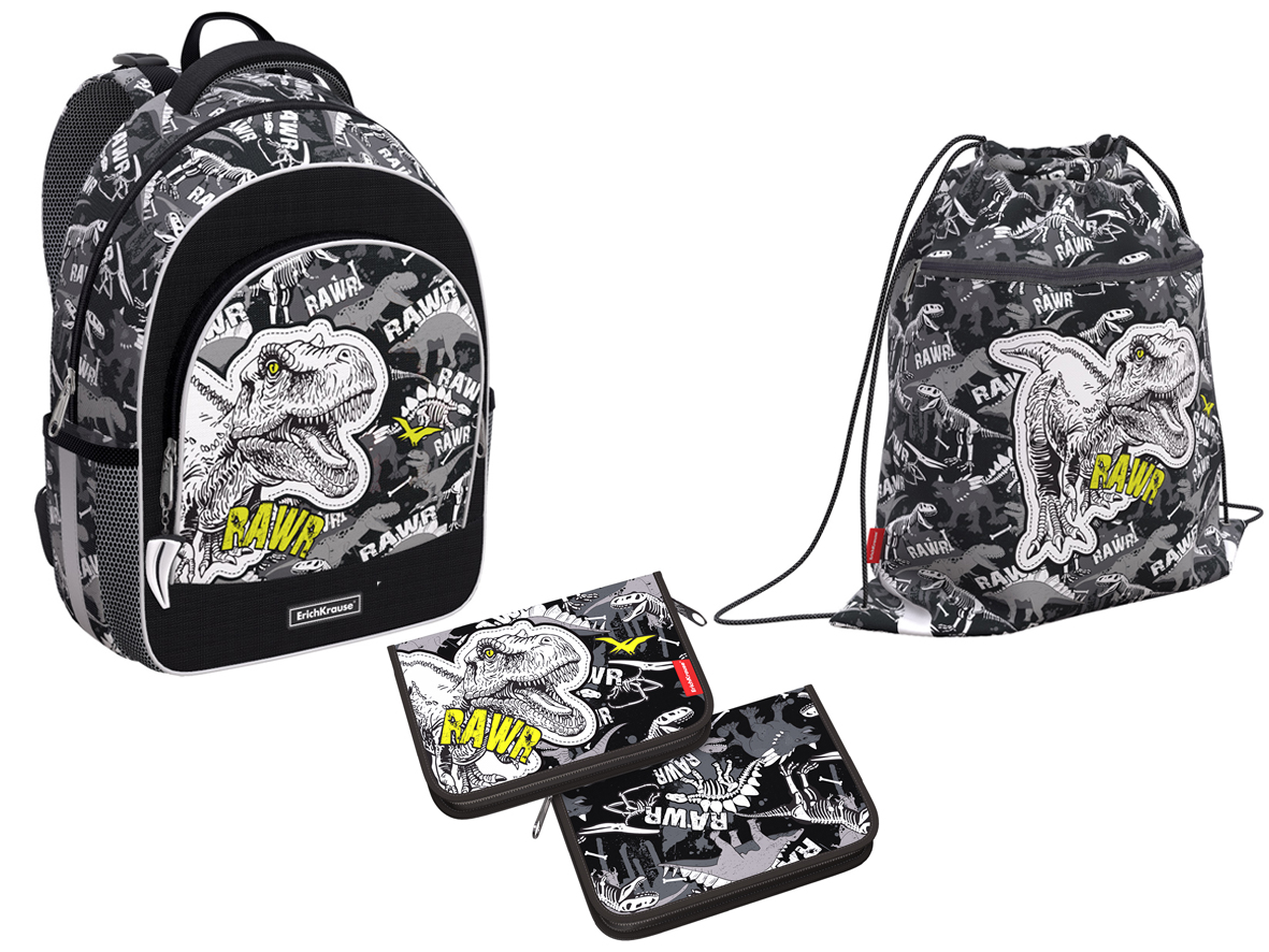 

Школьный рюкзак ErichKrause ErgoLine 15L Dinosaur Park с наполнением 51606/1, Черный, ErgoLine