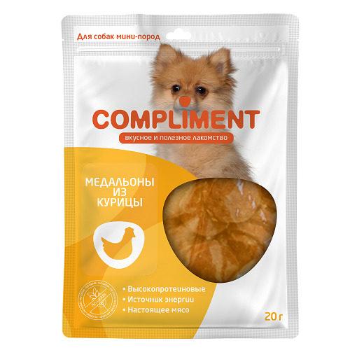 фото Лакомство для собак compliment медальоны из курицы, 30шт по 20г