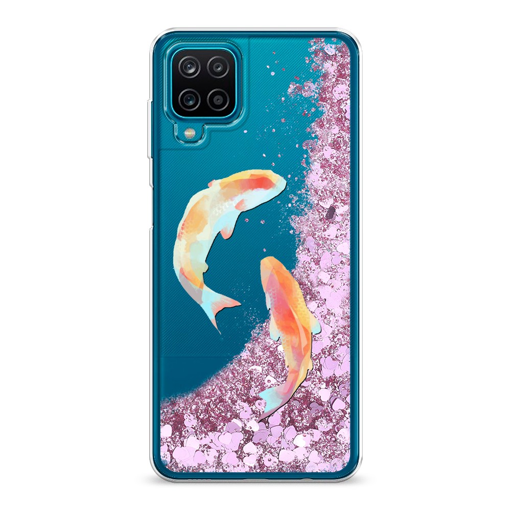 

Жидкий чехол с блестками "Акварельные карпы" на Samsung Galaxy A12