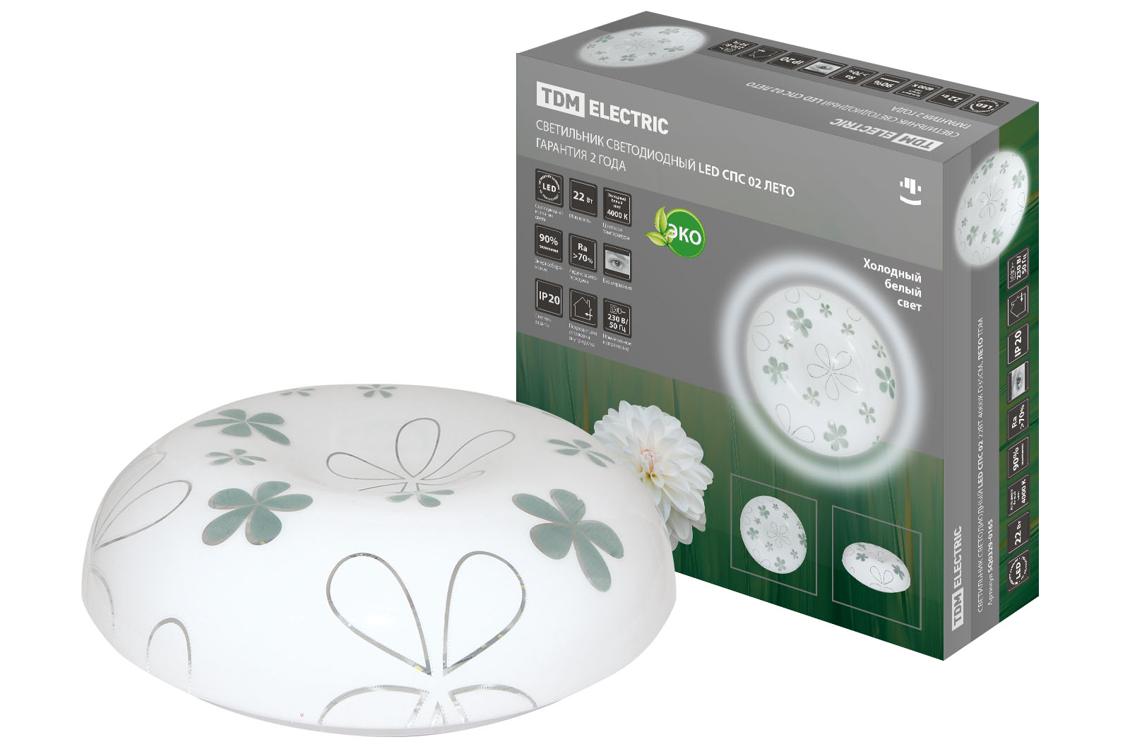 

Светильник светодиодный LED СПС 02 22Вт 4000К D35см, Лето TDM SQ0329-0165