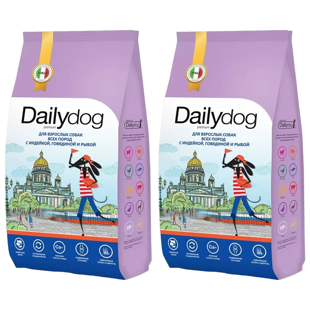 Сухой корм для собак Dailydog casual, с индейкой, говядиной и рыбой 2шт по 3кг