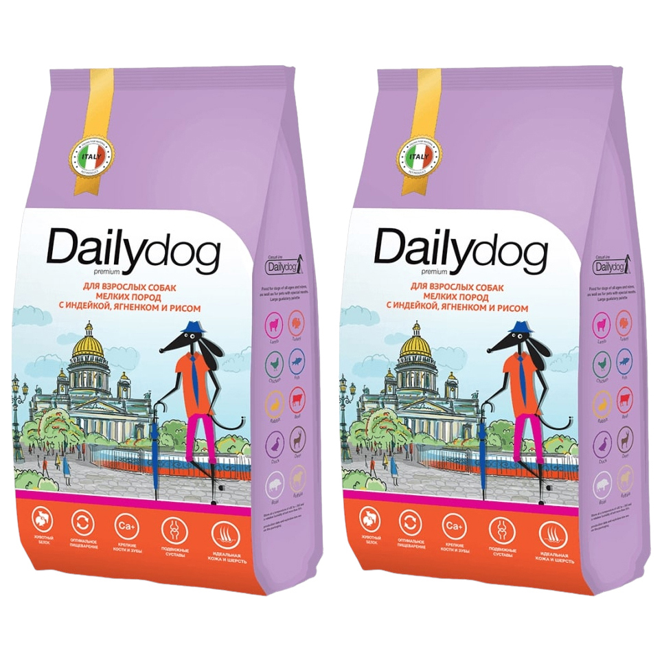 Сухой корм для собак Dailydog casual, с индейкой, ягненком и рисом 2шт по 3кг
