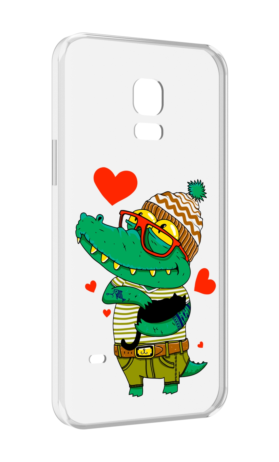 Чехол MyPads зеленый-крокодильчик-в-красной-оправе для Samsung Galaxy S5 mini