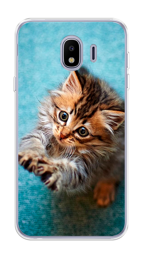 

Чехол Awog на Samsung Galaxy J4 "Котенок просит есть", Голубой;коричневый;белый, 26450-2
