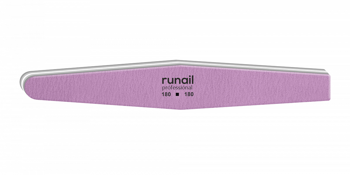 

Пилка RuNail для искусственных ногтей, сиреневая, ромб, 180/180