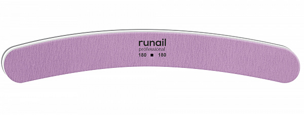 

Пилка RuNail для искусственных ногтей, сиреневая, бумеранг, 180/180