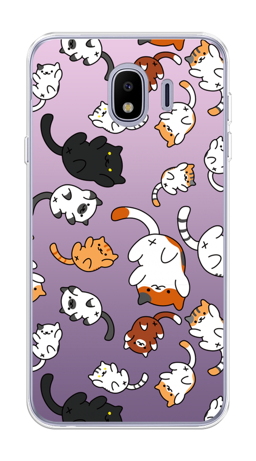 

Чехол Awog на Samsung Galaxy J4 "Котопад", Фиолетовый;белый, 26450-7