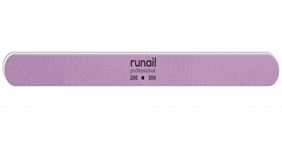 Пилка RuNail для искусственных ногтей, сиреневая, закругленная, 200/200