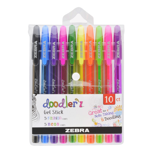 фото Набор ручек гелев. zebra doodler`z neon gel stick (2618) ассорти d=1мм ассор. (10шт)