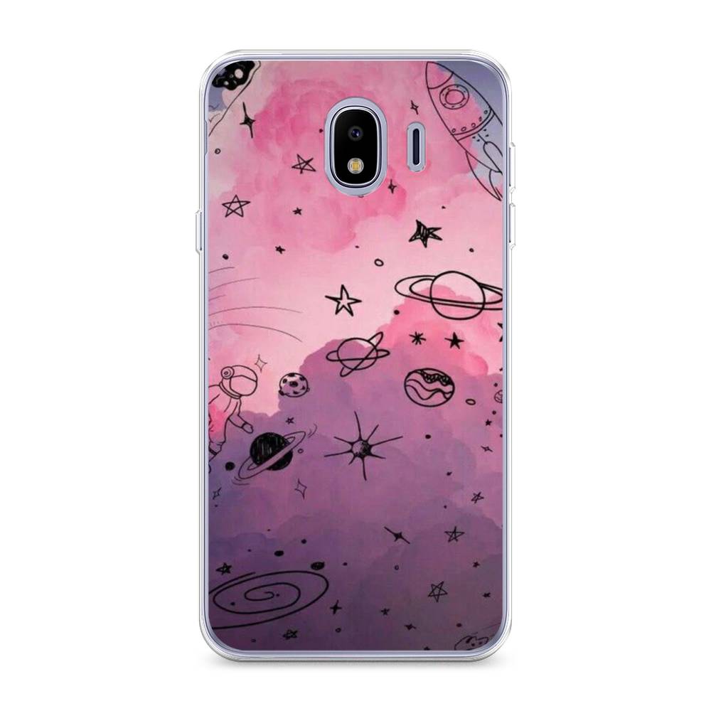 

Чехол Awog на Samsung Galaxy J4 "Радуга планет 3", Черный;розовый, 26450-4