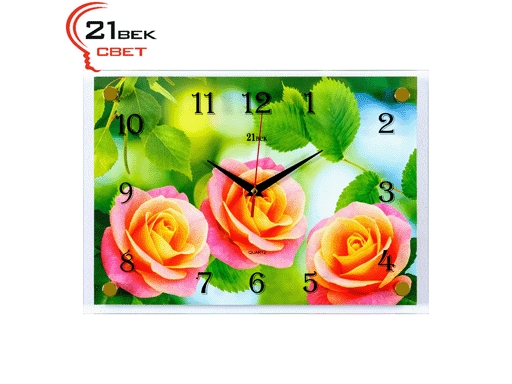 фото Часы настенные "21 век" 2535-1051 (10)"3 розовых розы" nobrand