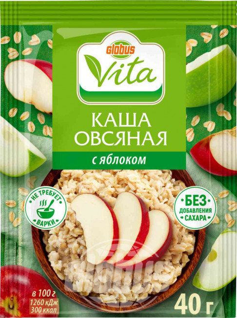 

Каша овсяная Globus Vita с яблоком моментального приготовления 40 г