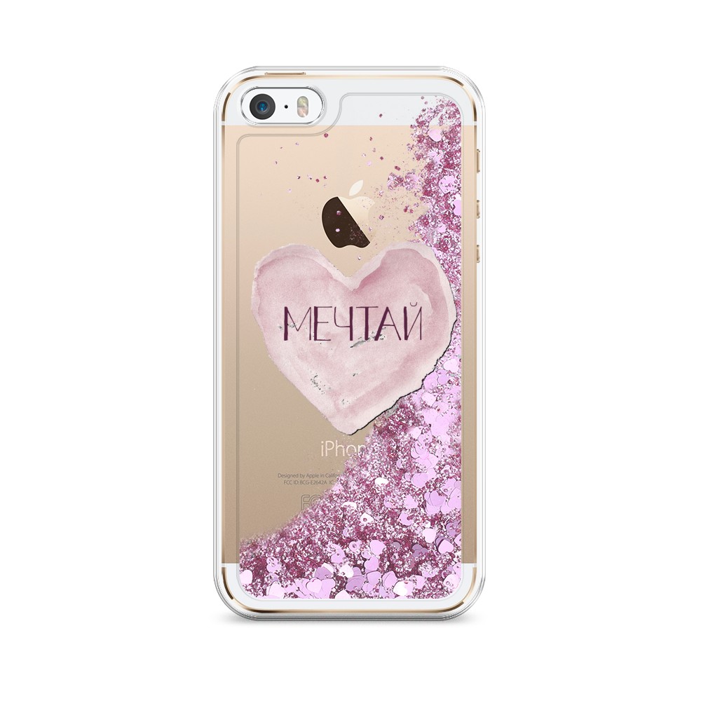 

Жидкий чехол с блестками "Мечтай сердце" на Apple iPhone 5, 10394-1