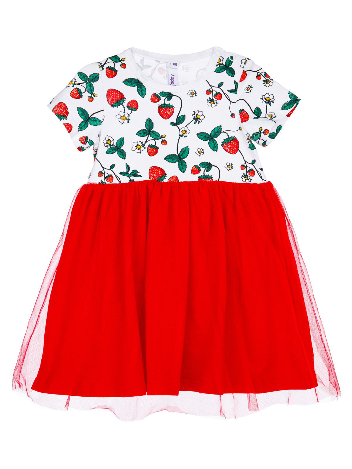 Платье детское PlayToday 12429030, белый,красный, 92