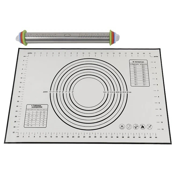 

Набор для выпечки: скалка и коврик KT129, Белый;черный, 133678