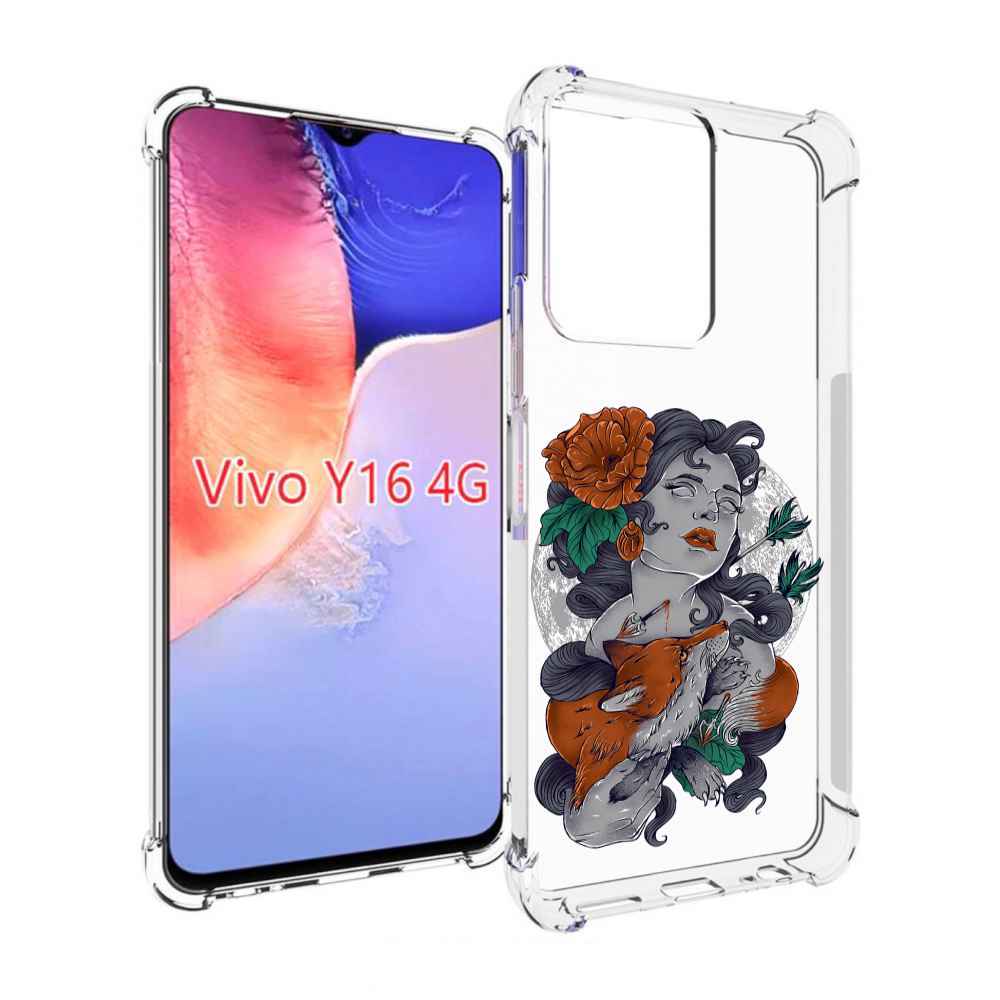 

Чехол MyPads темная девушка с лисой для Vivo Y16 4G/ Vivo Y02S, Прозрачный, Tocco