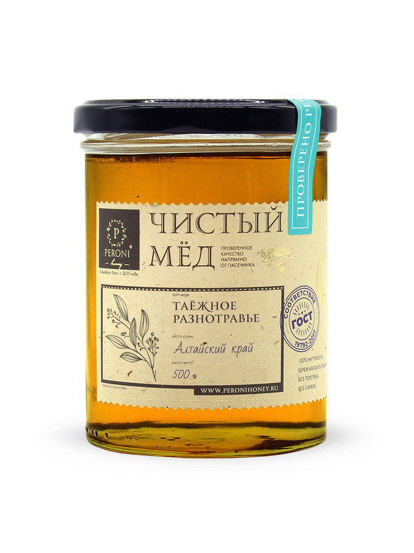 Мёд Peroni чистый, Таёжное разнотравье, 500 г