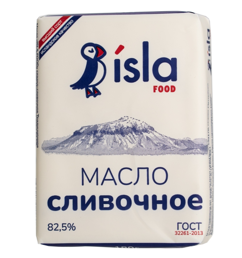 фото Масло isla food сладко-сливочное, несолёное, 82,5%, 180 г