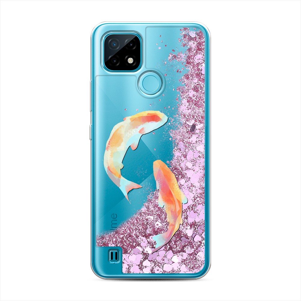 

Жидкий чехол с блестками "Акварельные карпы" на Realme C21, 254994-1