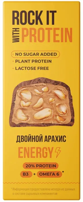 

Батончик Rock It With Protein Двойной арахис в шоколаде 40 г