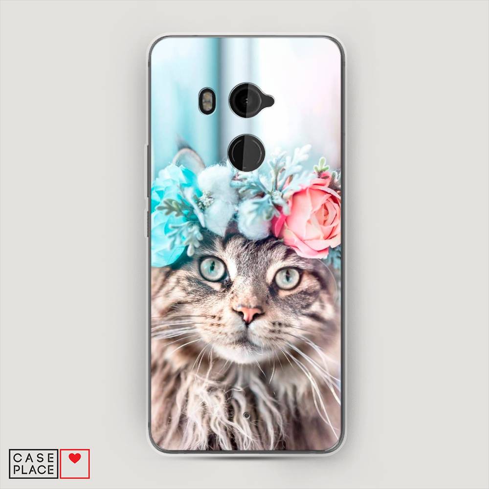 

Чехол Awog на HTC U11 Plus / Эйчтиси U11 Plus "Кот в венке", Разноцветный, 102150-2
