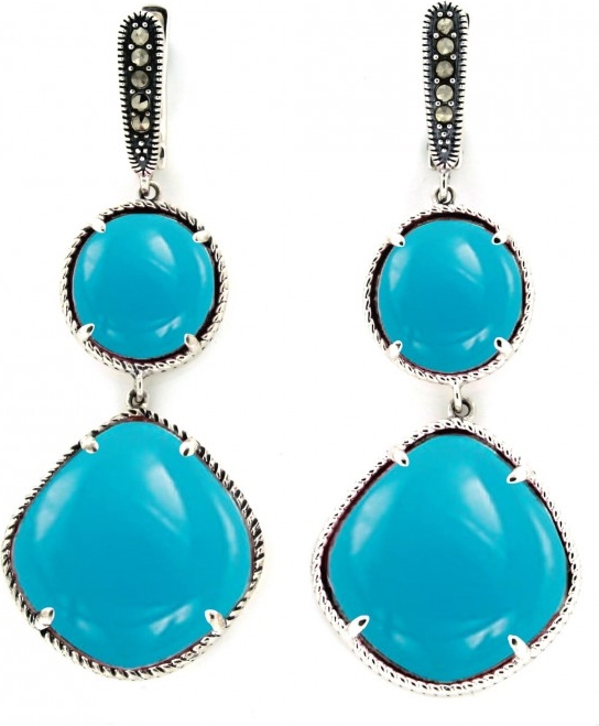 

Серьги женские из серебра ЮК Марказит M202158, марказит/бирюза, M202158