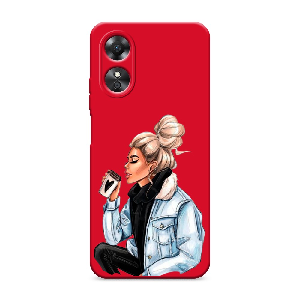 

Чехол Awog на Oppo A17 "Cute girl", Бежевый;черный;голубой, 2512053-1