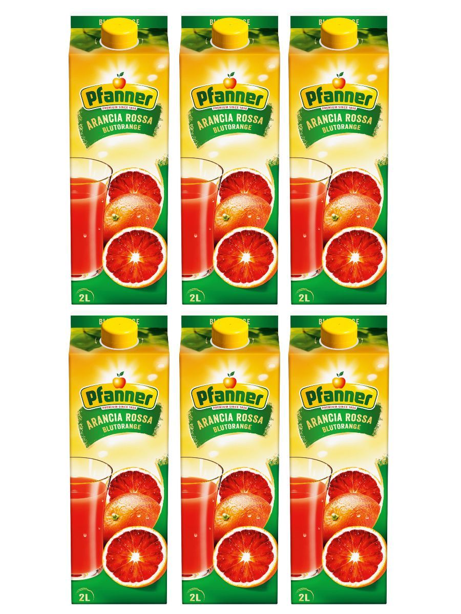 Напиток сокосодержащий Pfanner Красный апельсин, обогащенный витаминами С, А, 6шт по 2л