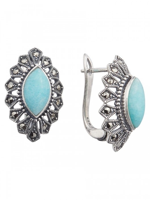 

Серьги женские из серебра ЮК Марказит HE890, амазонит/марказит, HE890