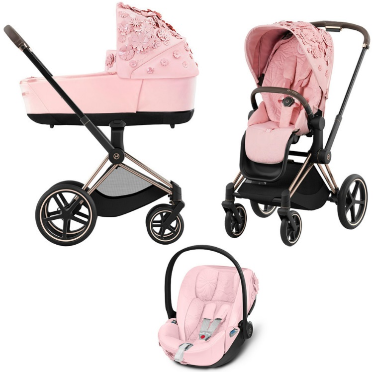 фото Коляска 3в1 cybex priam iv simply flowers pink шасси rosegold