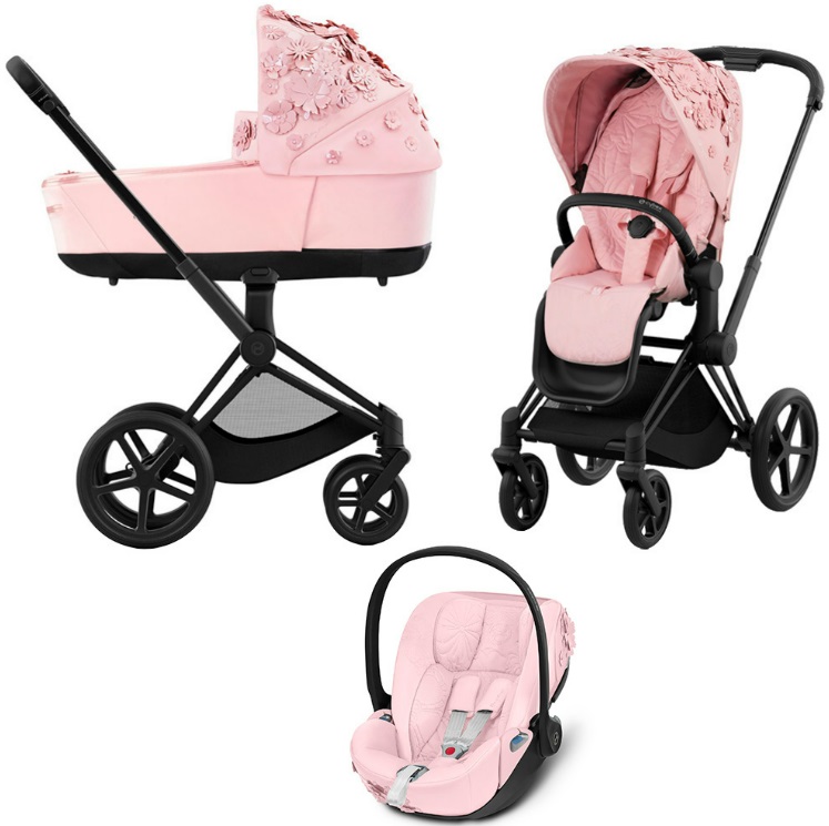 фото Коляска 3в1 cybex priam iv simply flowers pink шасси matt black