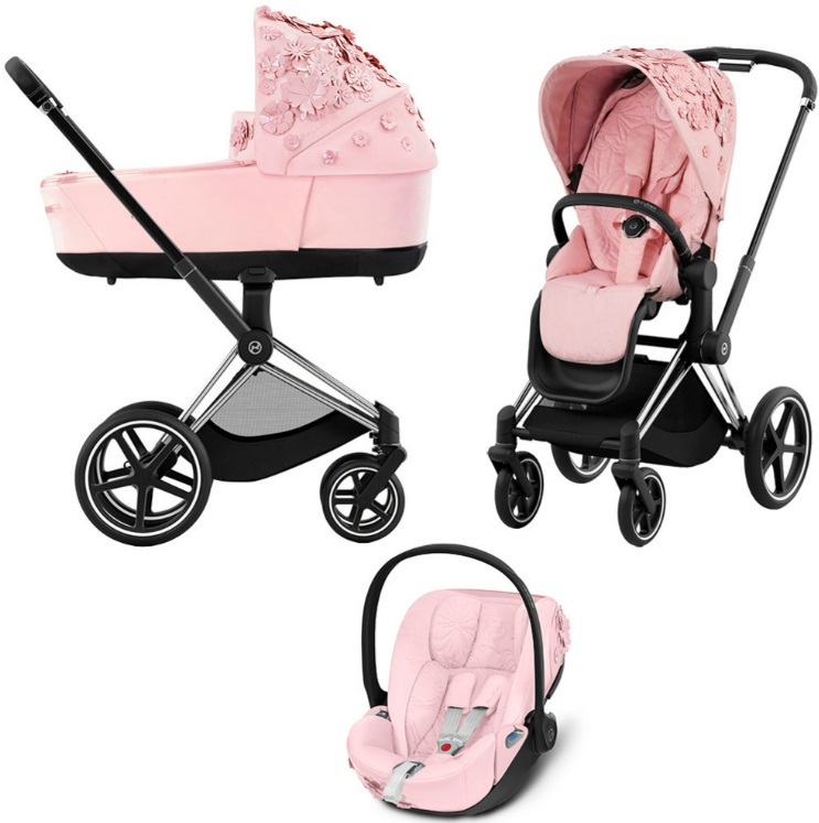 фото Коляска 3в1 cybex priam iv simply flowers pink шасси chrome black