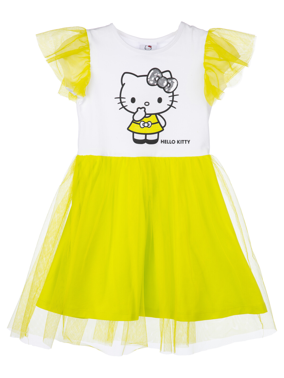 Платье детское PlayToday 12442141, белый,светло-зеленый, 98