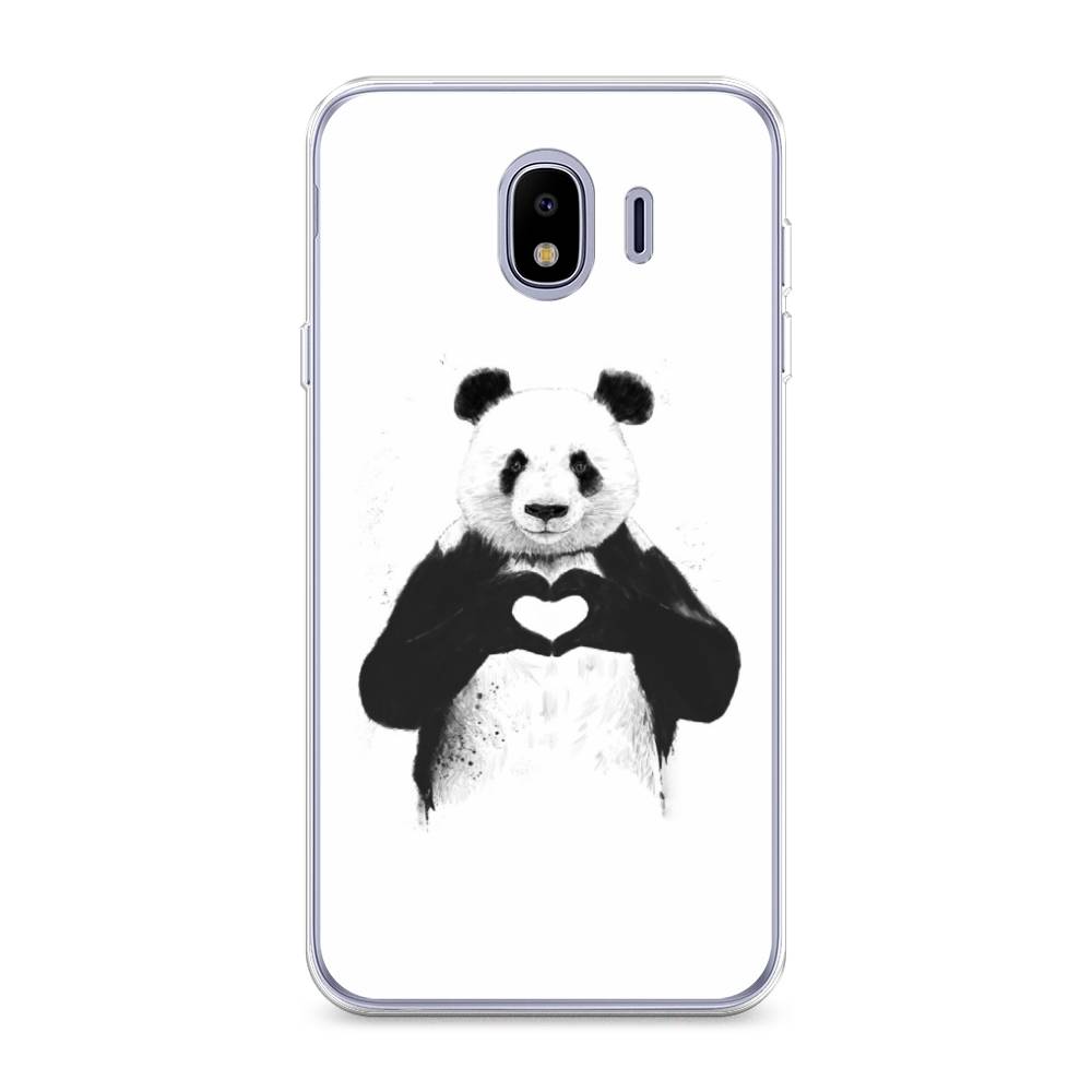 

Чехол Awog на Samsung Galaxy J4 "Панда love", Серебристый, 26450-10
