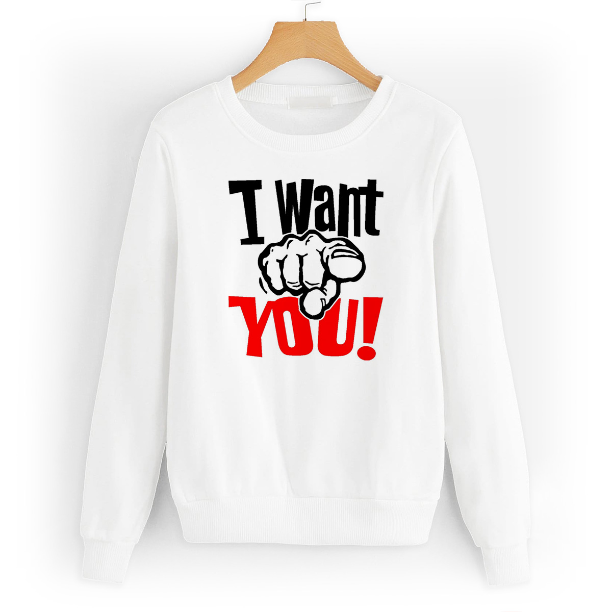 

Свитшот белый CoolPodarok I want you, W0114428