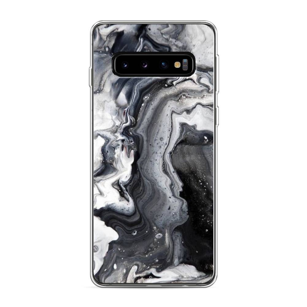 фото Силиконовый чехол "бело-черные сложные полосы" на samsung galaxy s10 awog