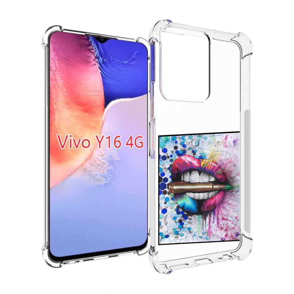

Чехол MyPads разноцветные губы с пулей для Vivo Y16 4G/ Vivo Y02S, Прозрачный, Tocco