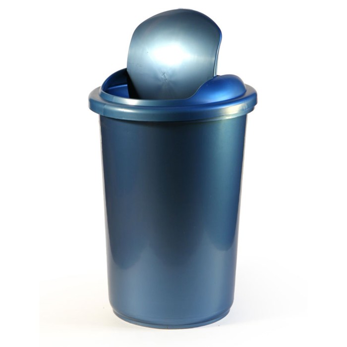 фото Корзина для бумаг и мусора calligrata uni, 12 литров, подвижная крышка, пластик, синяя