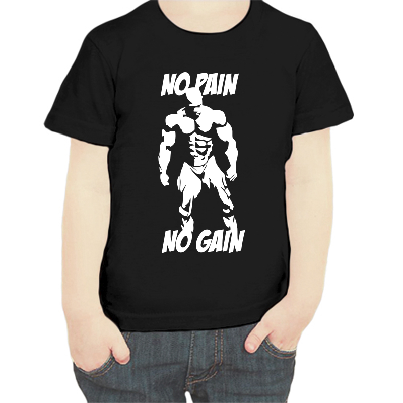 

Футболка мальчику черная 30 р-р no paig no gain, Черный, fdm_no_pain