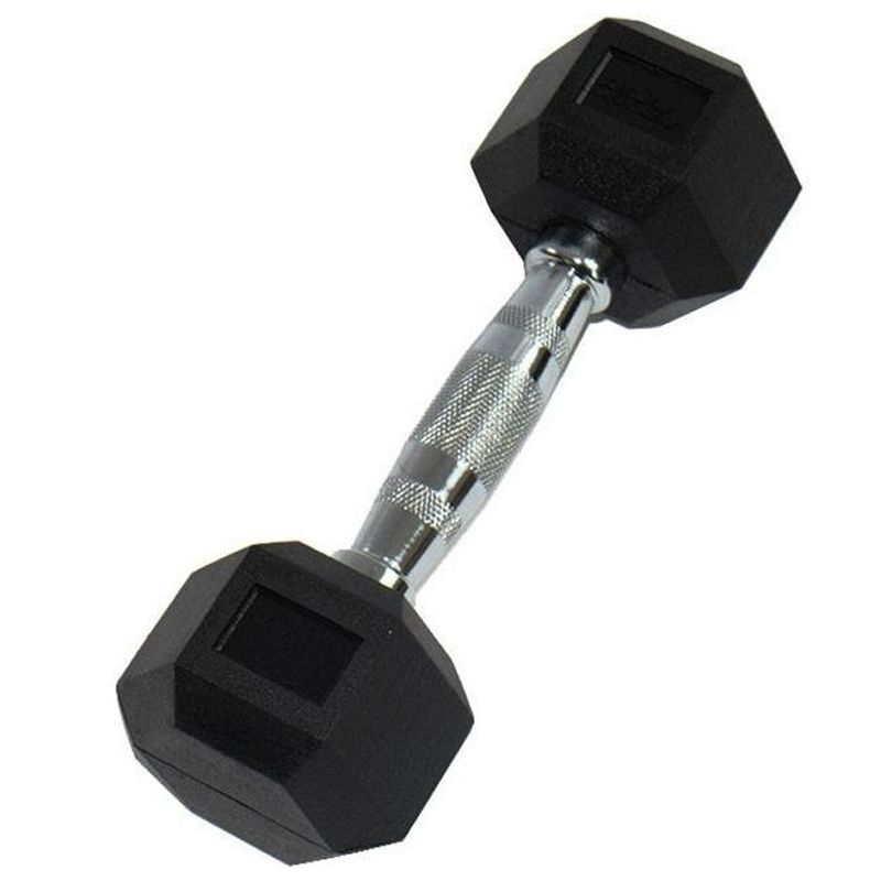 Неразборная гантель Perform Better Rubber Encased Hex Dumbbells 1 x 15 кг, черный